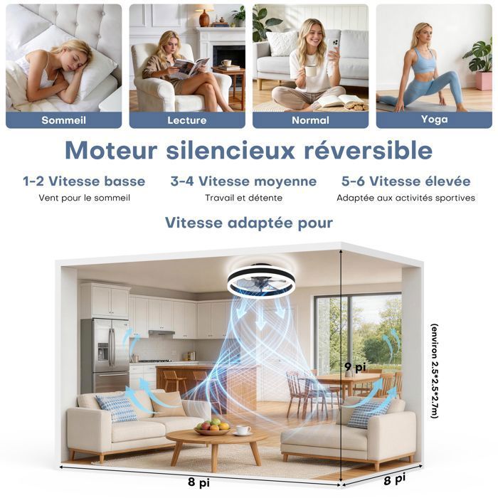 LED Lustre avec ventilateur Alexa Chambre Télécommande Silencieuse Plafonnier avec Ventilateur Dimmable Réversible 6 Vitesses Lumière avec Ventilateur de Plafond Smart DC Modern, Noir|B LED Lustre avec ventilateur Alexa Chambre Télécommande Silencieuse Plafonnier avec Ventilateur Dimmable Réversible 6 Vitesses Lumière avec Ventilateur de Plafond Smart DC Modern, Noir|B
