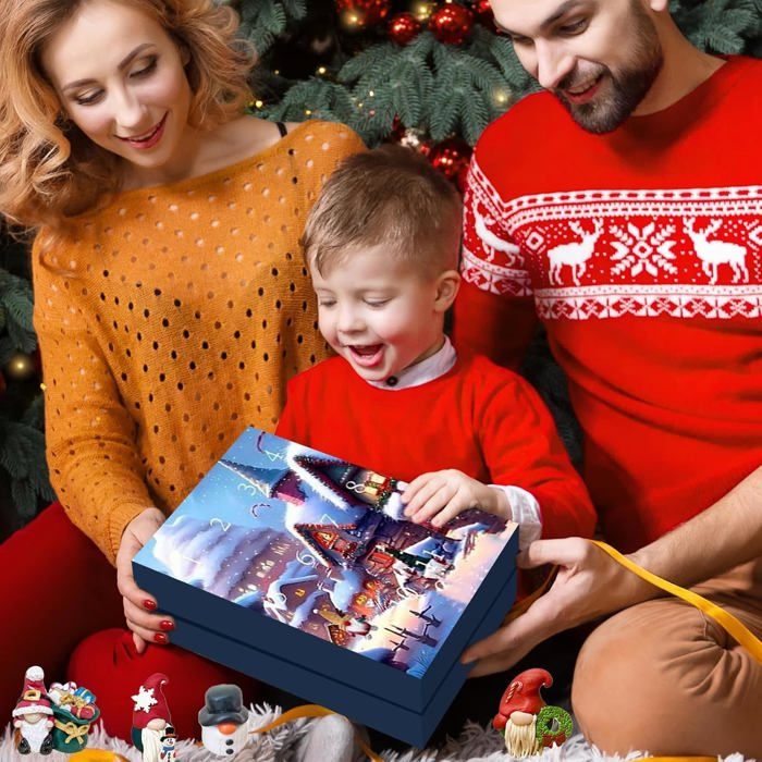 Calendrier De L'Avent Gnome Lumineux 2024 - 24 Pochettes Avec 21 Peluches + 3 Gnomes Lumineux, Pour Noël - 9