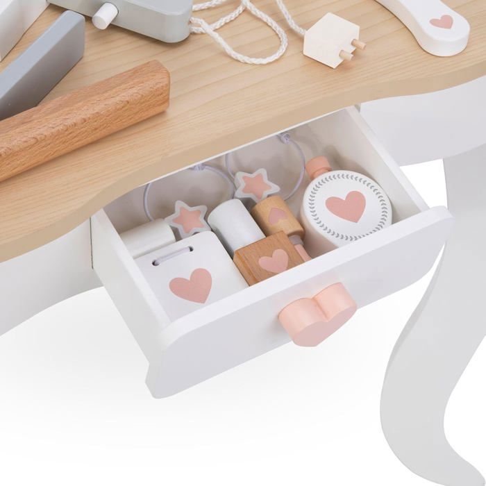 COSTWAY Coiffeuse Pour Enfant Table De Maquillage Avec Tabouret, Miroir