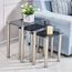 Ospi Ensemble 3 Tables De Basse Verre De Forme Carree Noir Lampe