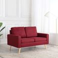 Canapé d'angle scandinave 2 places rouge bordeaux - Confortable et fixe - Moderne-0