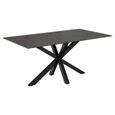 Table à manger - EMOB - Hennie - Plateau en céramique noir - Pieds croisés en métal noir mat - 6 places-0