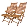 Lot 4 chaise de jardin,chaise d'extérieur,sièges d'extérieur en bois-Longueur 42 x Profondeur 61 x Hauteur 89 cm-JUANIO-0