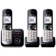 PANASONIC - KXTG6823 - Téléphone sans fil trio - Fonction réduction de bruit - Blocage sélectif - Répondeur - Gris et noir-0