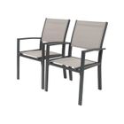 HABITAT ET JARDIN Fauteuil jardin Alu/Textilène "Tropic" - Phoenix - Taupe - Lot de 2