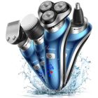 Hatteker Rasoir électrique pour homme Tondeuse barbe Mouillé et Rasoir à sec Rasoir rotatif Hommes Rechargeable 4 en 1