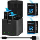 NETBOAT Hero 9/10/11 Batteries 2-Pack et Chargeur 3 canaux Compatible avec GoPro Hero 9 Black, GoPro Hero 10 Black, GoPro Hero 11/12 Black