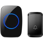 YIKXIULF Sonnette sans fil d'extérieur, Sonnette Sans Fil Etanche, Sonnette clignotante LED, 300M 60 Musique, 5 Niveaux de Volume (Noir)