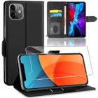 Coque iPhone 13 mini Rabat Intégral Noir et 2 Verres Trempés Vitre Protection d'écran YIOU