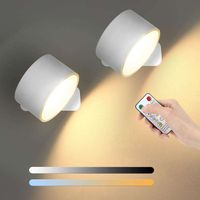 Lightess Applique Murale Intérieure LED Batterie Rechargeable - Trois Températures de Couleur, Contrôle Tactile et Télécommande