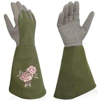 Gants de jardin pour femme-En cuir synthétique-Protection complète contre les épines-Longue durée de travail-Résistant,vert,S