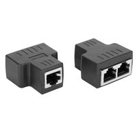 2PCs Adaptateur de Câble Ethernet Répartiteur de Rallonge de Connecteur LAN Interface Femelle RJ45 pour Fil Internet(Noir )-DUO