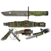 Couteau vert K25. Lame 17.8, machette, camping, survie...