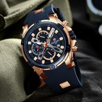 Montre homme haut de gamme chronographe sport montre à quartz bleu montres d'affaires étanches - montre-bracelet hommes