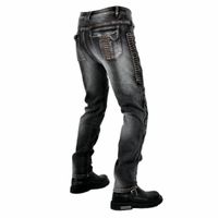 Pantalons de moto pour hommes Racing jeans avec 5 protections antichute pantalons de moto - Noir HBSTOER
