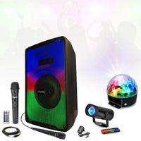 Enceinte enfant Bluetooth portable Mooving KARA-MOOV500 - 2 Micros Karaoke - 2 Jeux de Lumière - Soirée Ado Musique Fête Extérieur