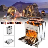 Grill de barbecue de camping, poêle à bois, poêle pliant portable détachable, pour la cuisson du camping