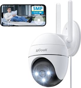 CAMÉRA IP 5MP 360° Camera Surveillance WiFi Extérieure PTZ Caméra IP Exterieur avec 24/7 Enregistrement Vision Nocturne Couleur Détect[J436]