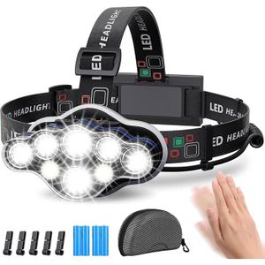 Lampe Frontale LED 2 Pièces – 2000 Lumens, Détecteur Mouvement, Rechargeable USB