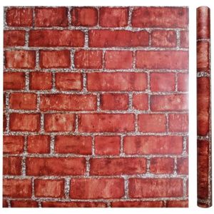 SODIAL Fond de Mur de Brique Rouge Papier Peint Amovible Grand Fond decran Auto-adhesif 