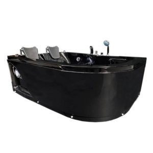 Baignoire Balnéo Montego 170 Cm Acrylique Noir Avec Lumières LED - 14 Jets, 750W, 230V