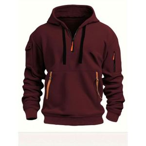 Sweat A Capuche Zippé Homme Sweat Capuche Homme Automne Hiver Doublé Polaire Sweat-shirt Zippé Parka Imperméable Homme