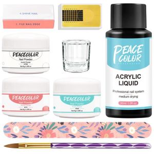 RÉSINE - ACRYLIQUE Kit Acrylique Ongles PEACECOLOR,3pcs Poudre Acryli
