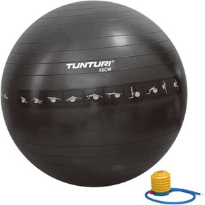 TRAMPOLINE FITNESS Ballon de gym TUNTURI 55cm anti-éclatement noir - 
