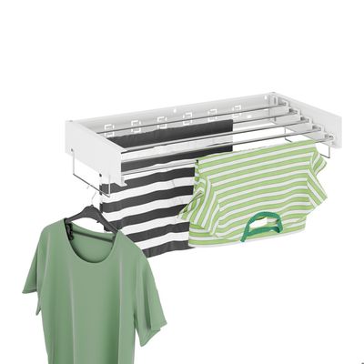 Relaxdays Séchoir Pliable, 4,15 m de Fil, HxLxP : 11,5x85x42,5 cm, étendoir Peu encombrant, Blanc