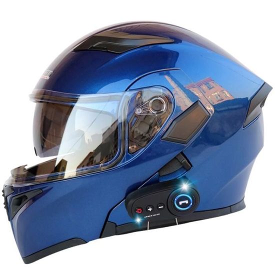 Casque Intégral Moto Bluetooth DYOYO - Double Visière Anti-buée, Homologué ECE - Tailles S à XXL (55-64 Cm) Avec Gants Et Masque Inclus