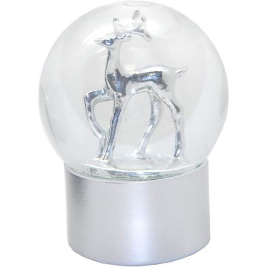 Glamour-Line - 20027 - Boule à neige argentée sur socle argenté - Flocons de neige - Avec boîte à musique - Glamour-Line - Hauteur : 14 cm - Largeur : 10 cm - Boule à secouer