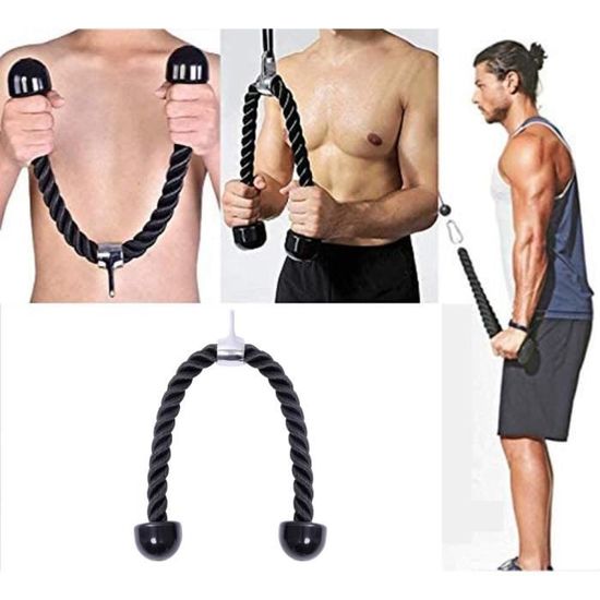 Corde Triceps Nylon LAPONO - Poignées Antidérapantes - Pour Machine à Câble Et Musculation - 70/90cm