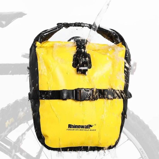 Sacoche Vélo étanche 23L Pour Porte-bagages Arrière - Polyester, Fermeture Rabat, Noire