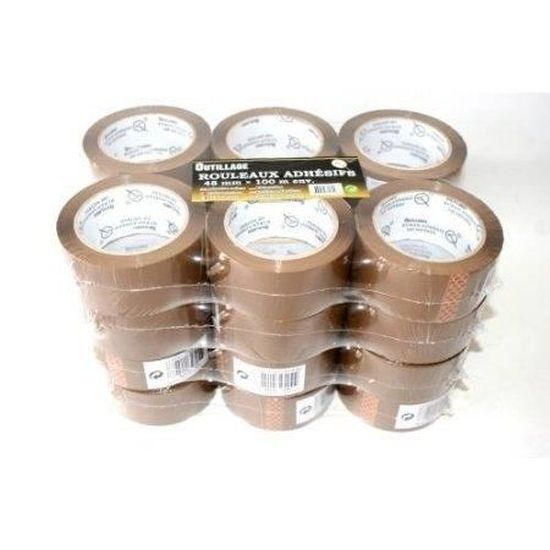 Lot de 24 Ruban adhésif polypropylène marron bruns 48 mm x 66 m rouleaux  scotch d'emballage de qualité supérieure silencieux et - Cdiscount Bricolage