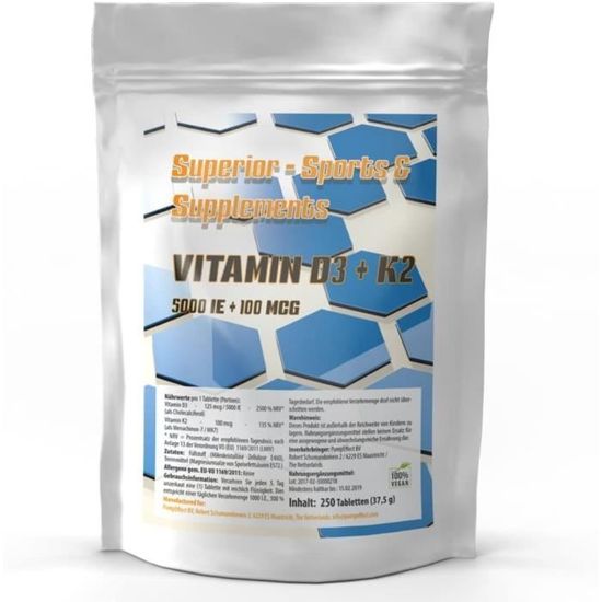 Vitamine D3 5000 UI + K2 120mcg - Soutien Osseux Et Cardiaque, 60 Capsules