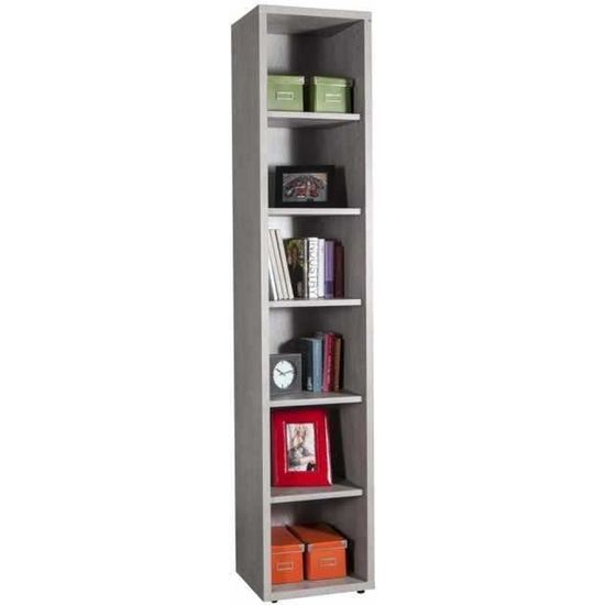 Bibliotheque En Bois Moderne Colonne Avec 6 Casiers Couleur Grise