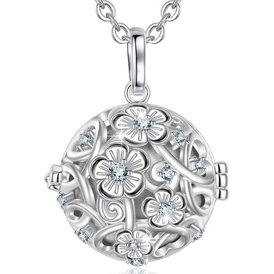 AEONSLOVE Collier Bola Grossesse Ailes D'Ange - Carillon Apaisant 114 Cm + Chaîne 76 Cm