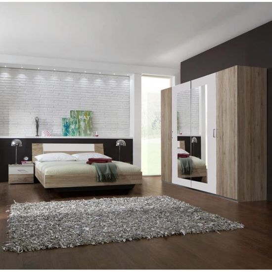 Chambre Adulte Imitation Chene San Remo Dim 160 X 200 Cm