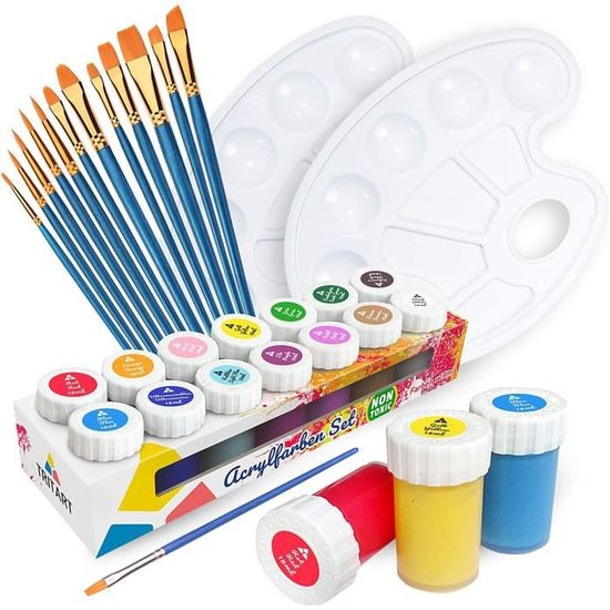 Nicpro – Kit Peinture Pour Vitrail 18 Couleurs 30 Ml – Acrylique Imperméable, Lavable Au Lave-vaisselle Après Cuisson – Avec 6 Pinceaux, Palette