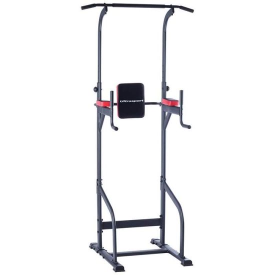 Power Tower MSPORTS 7 En 1 - Barre Traction, Dips, Pompes - Réglable Gris Anthracite