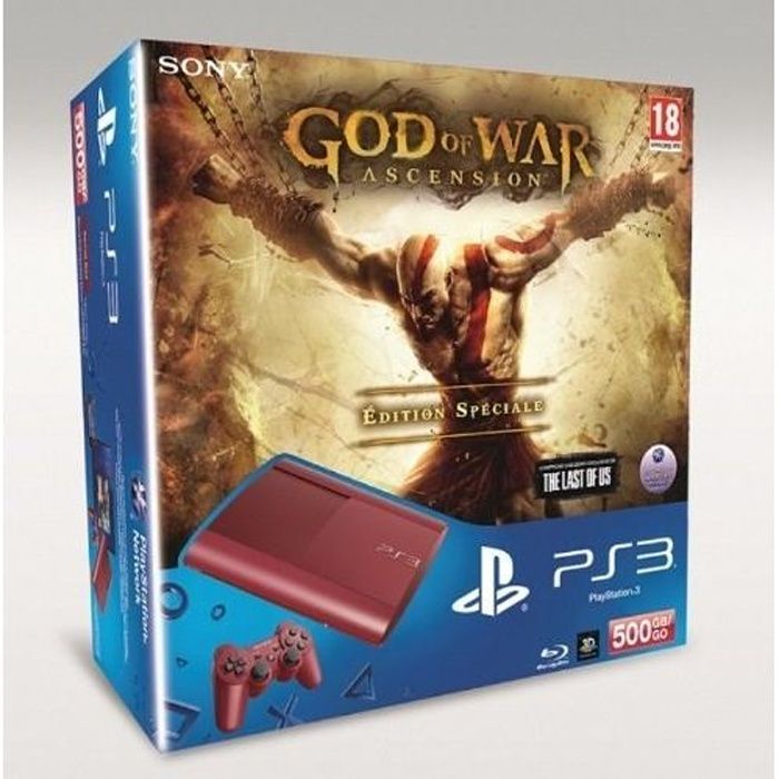 Pack PS3 Super Slim 500 Go Rouge Sony God of War Ascension