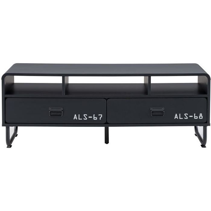 INDUSTRIE Meuble TV industriel noir mat - L 120 x P 39 cm