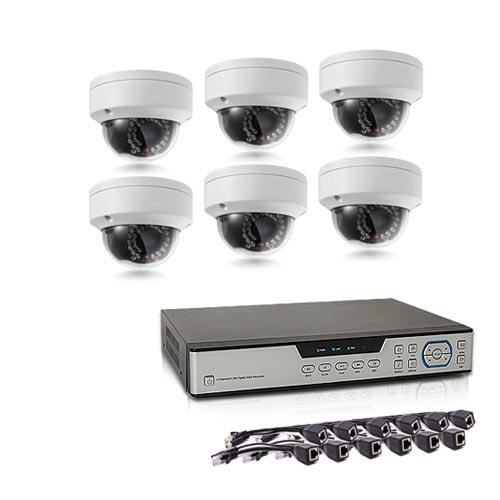 Kit de vidéosurveillance intérieur-extérieur avec enregistreur IP 1To et 6 caméras dôme HD 1080P PoE