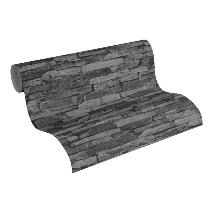 AS Création Papier peint Wood'n Stone grisaille noir 10,05 mx 0,53 m 914224