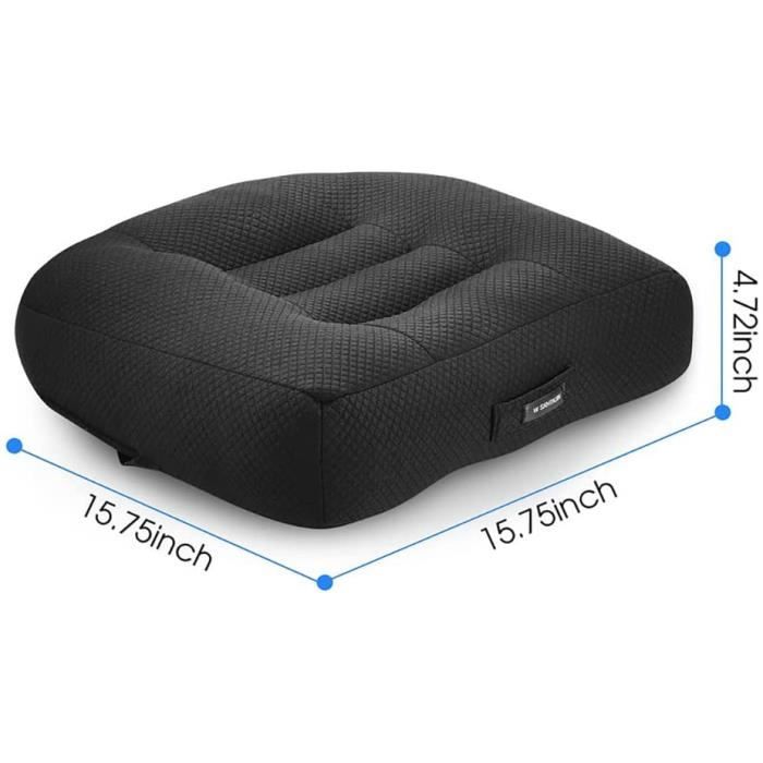 Siège rehausseur de voiture - Coussin rehausseur de voiture - Augmente la visibilité pendant la conduite, (Noir)
