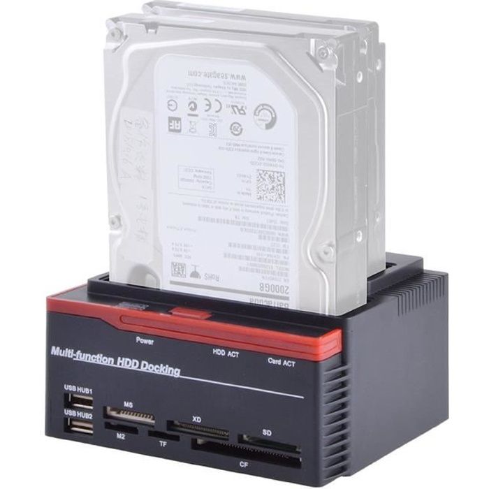 USB 2.0 à SATA IDE Dual Slots Station d'Accueil Pour Disque Dur Externe Pour 2.5 3.5 Pouces IDE SATA I / II / III HDD SSD