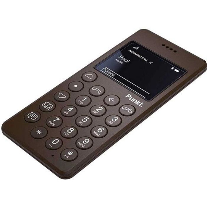 Punkt. MP01 Téléphone Portable Minimaliste (Simple, Débloqué, 2G, avec Touches, sans Internet, Micro-SIM, Nano SIM) - Marron