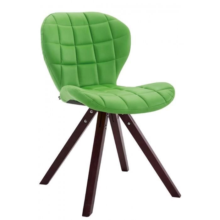 Superbe Chaise visiteur ligne Saint-Georges cuir synthetique carre cappuccino (chene) couleur vert