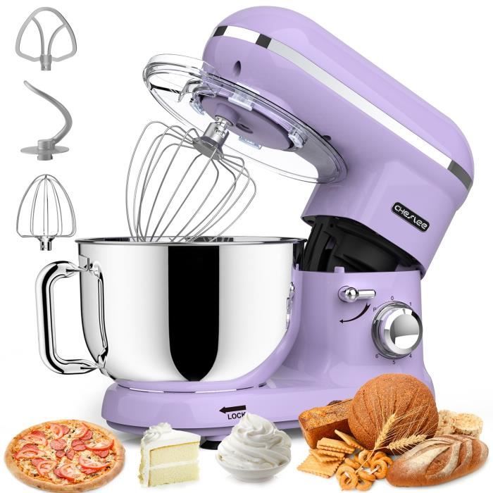 CHeflee Robot Pâtissier Robot Pétrin 1260W ave Bol d'Acier Inox 5.5L Violet