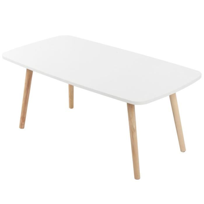 Cikonielf Table d'appoint Petite Table Basse Rectangulaire Blanche Table à Thé Multifonctionnelle en MDF pour Bureau